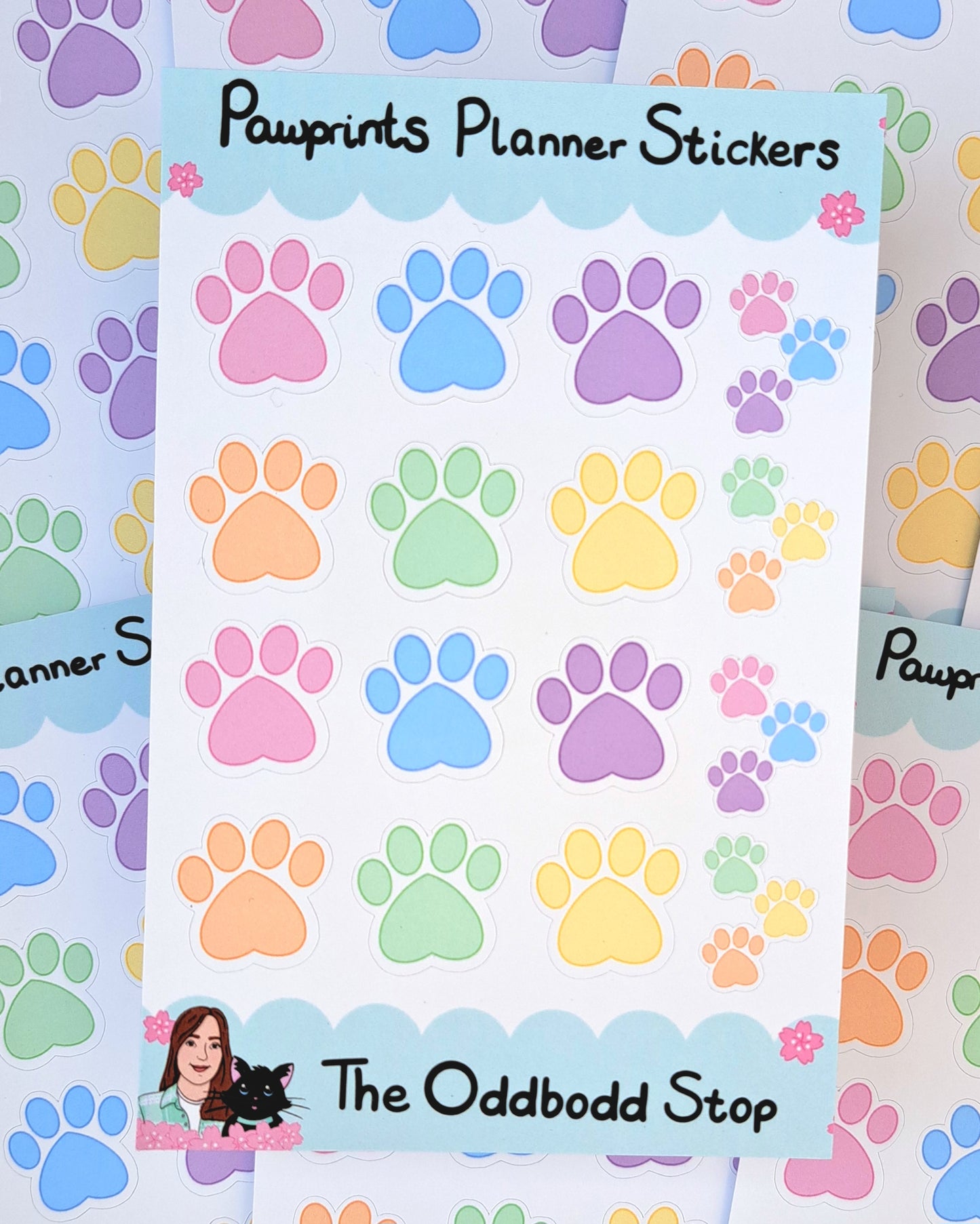 Pastel Paw Prints Sticker Sheet