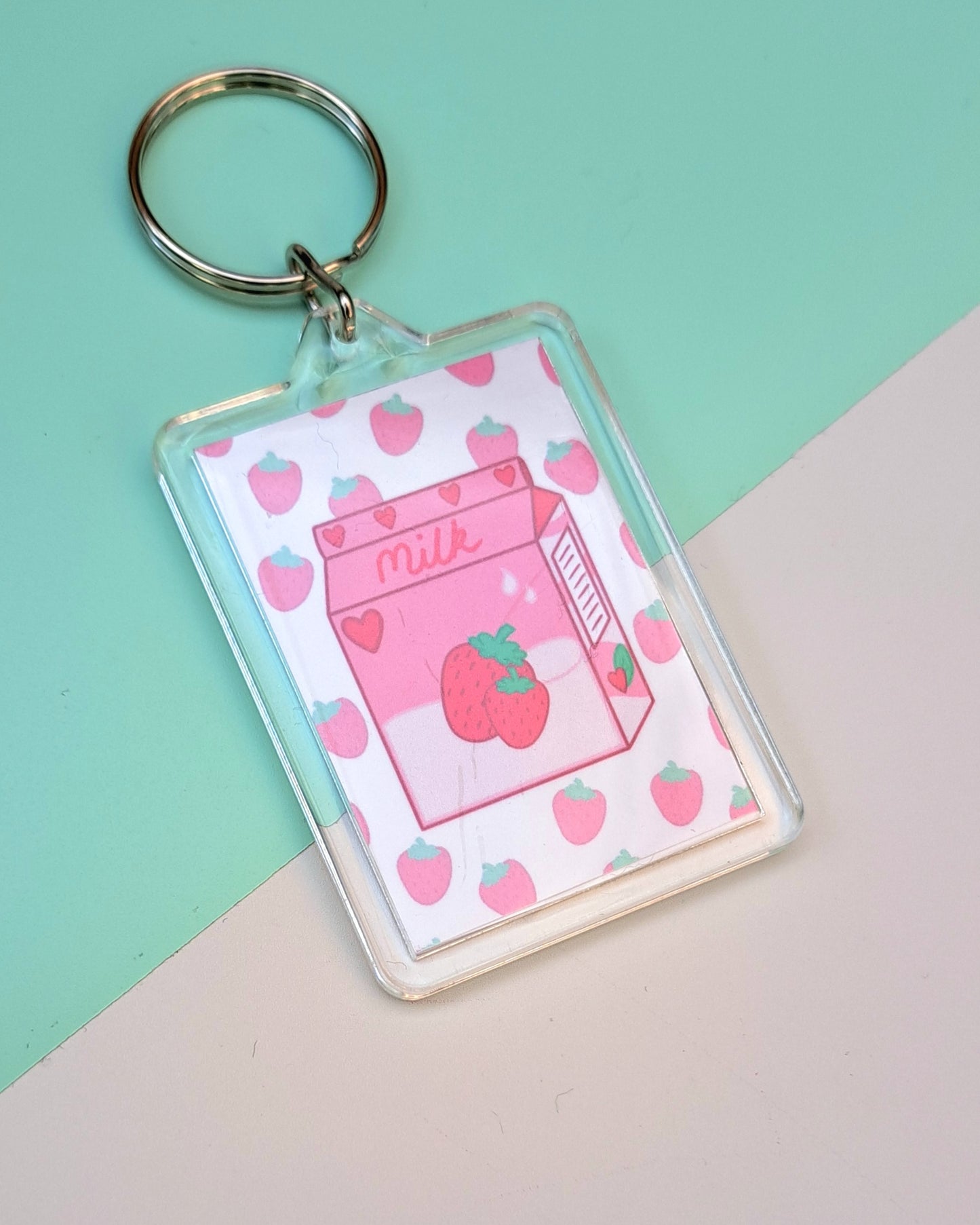 Strawberry Milk Keychain - Double Sided