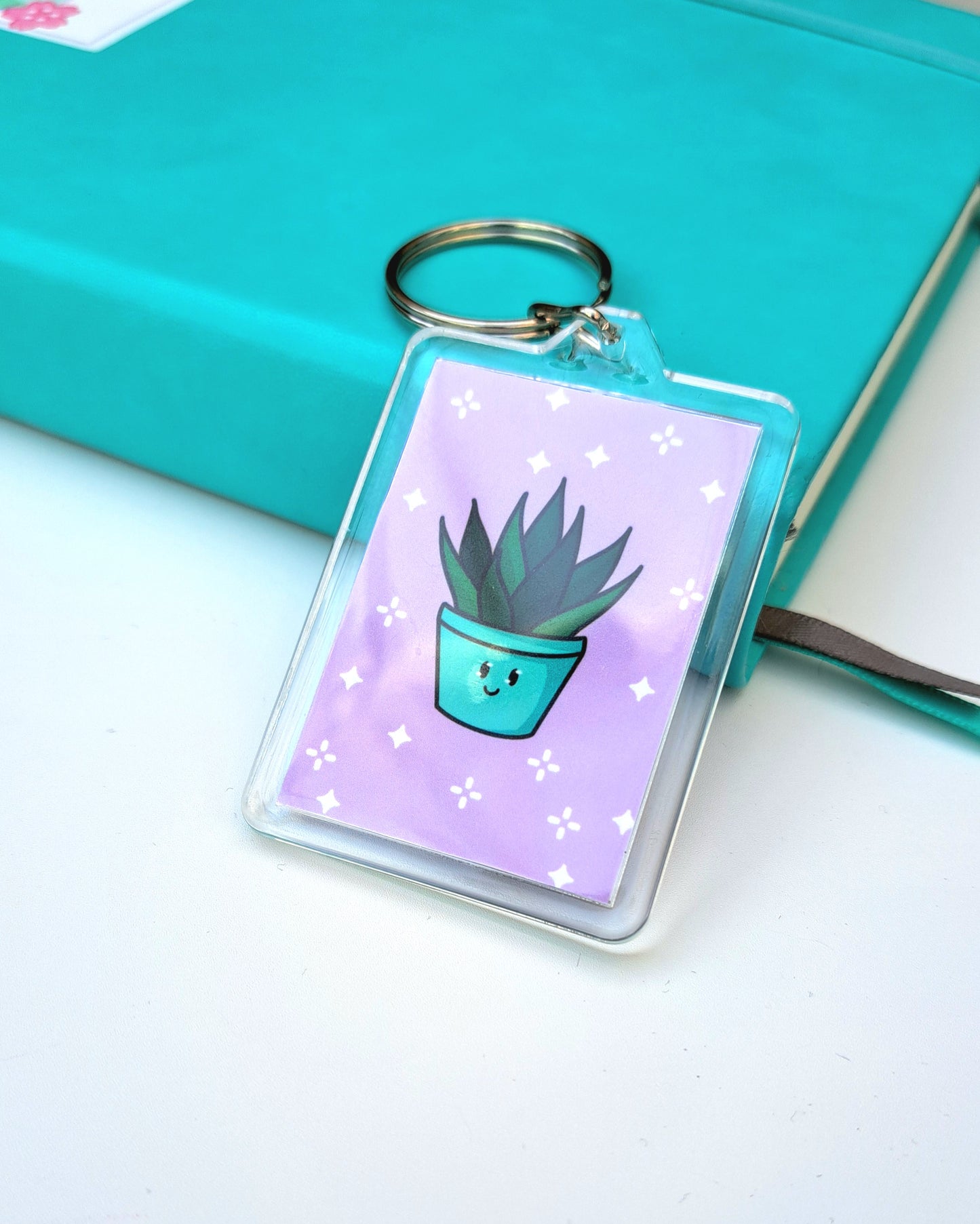 Blue Plant Buddy Keychain - Double Sided