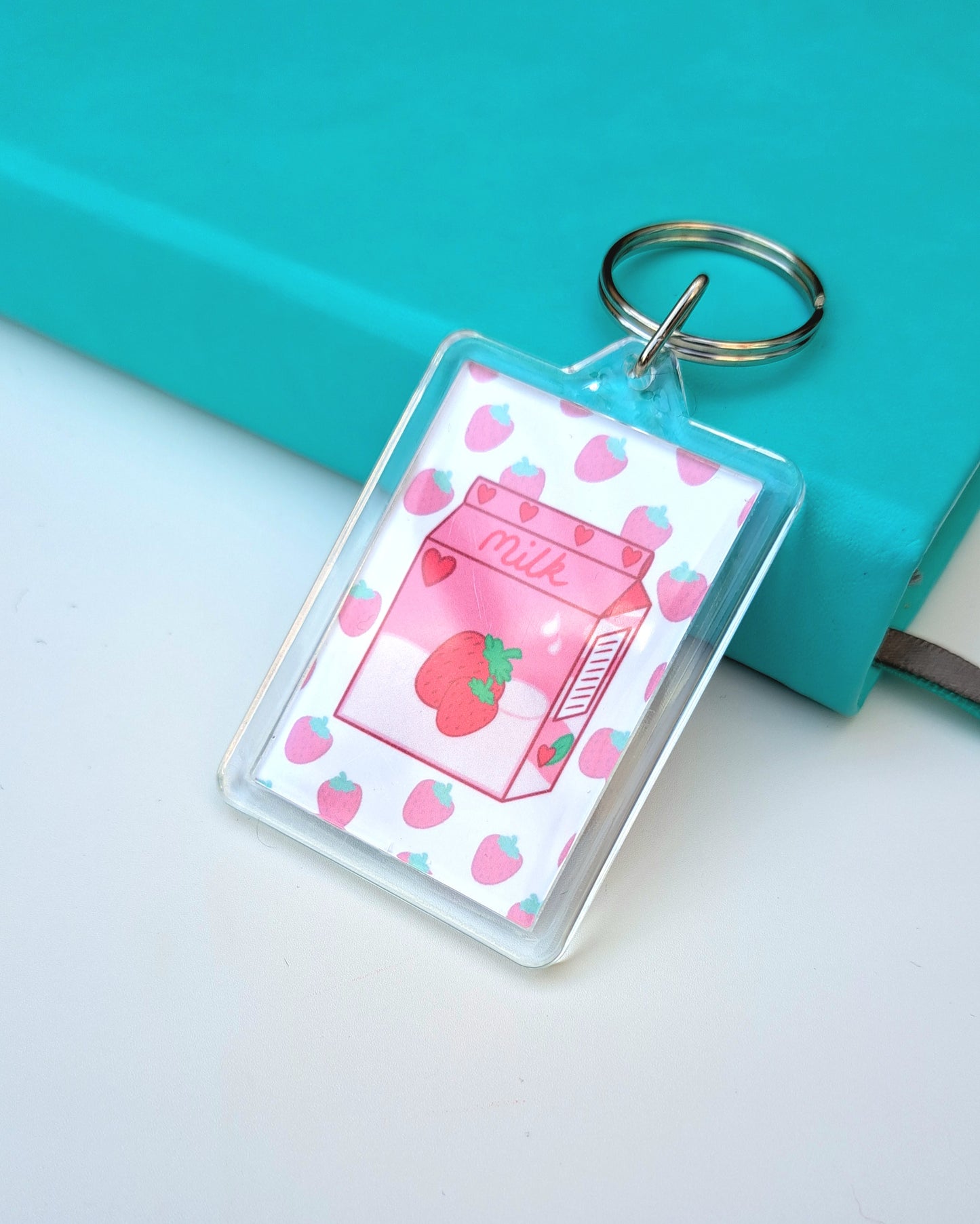 Strawberry Milk Keychain - Double Sided