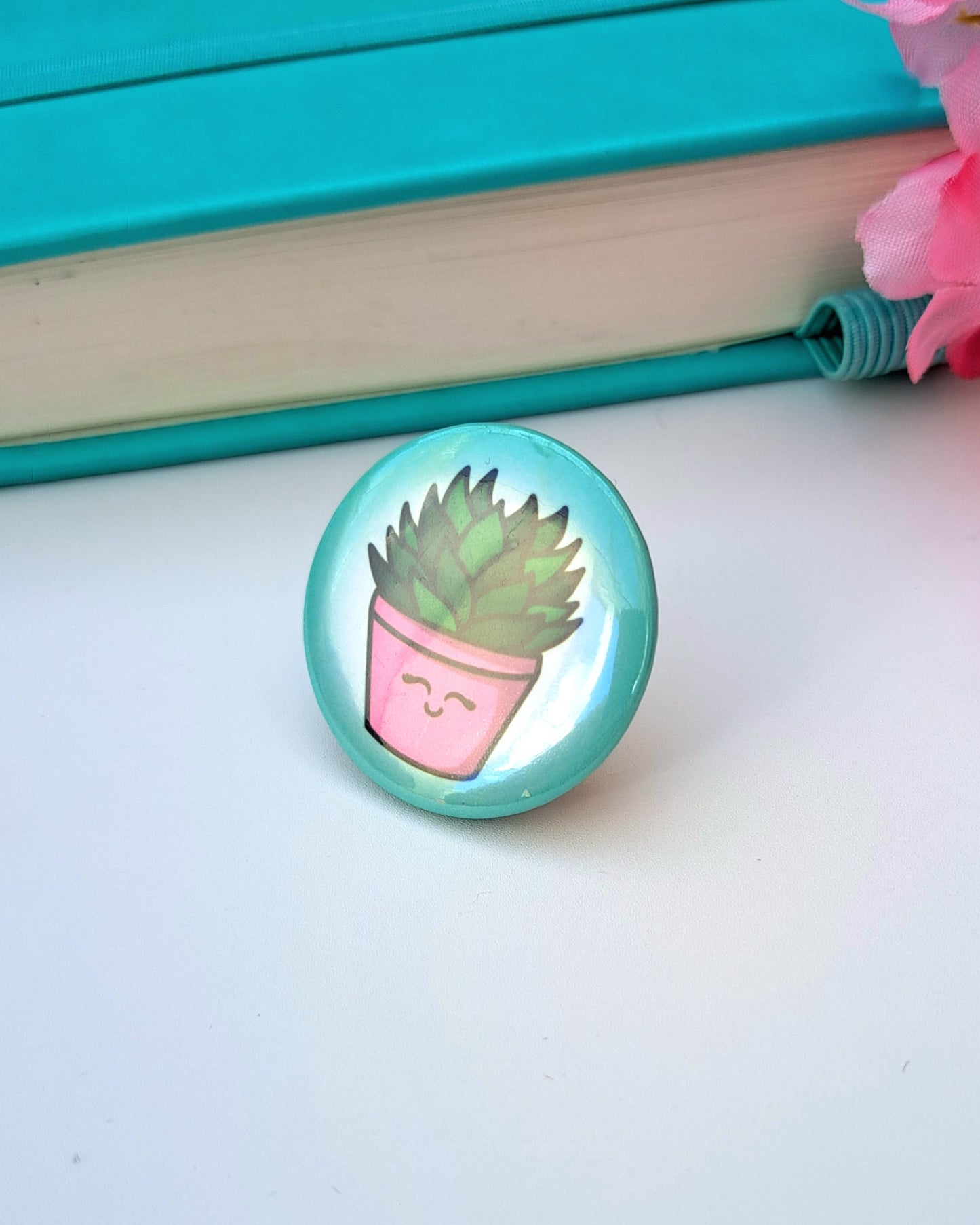 Pink Plant Buddy Button Badge 32mm