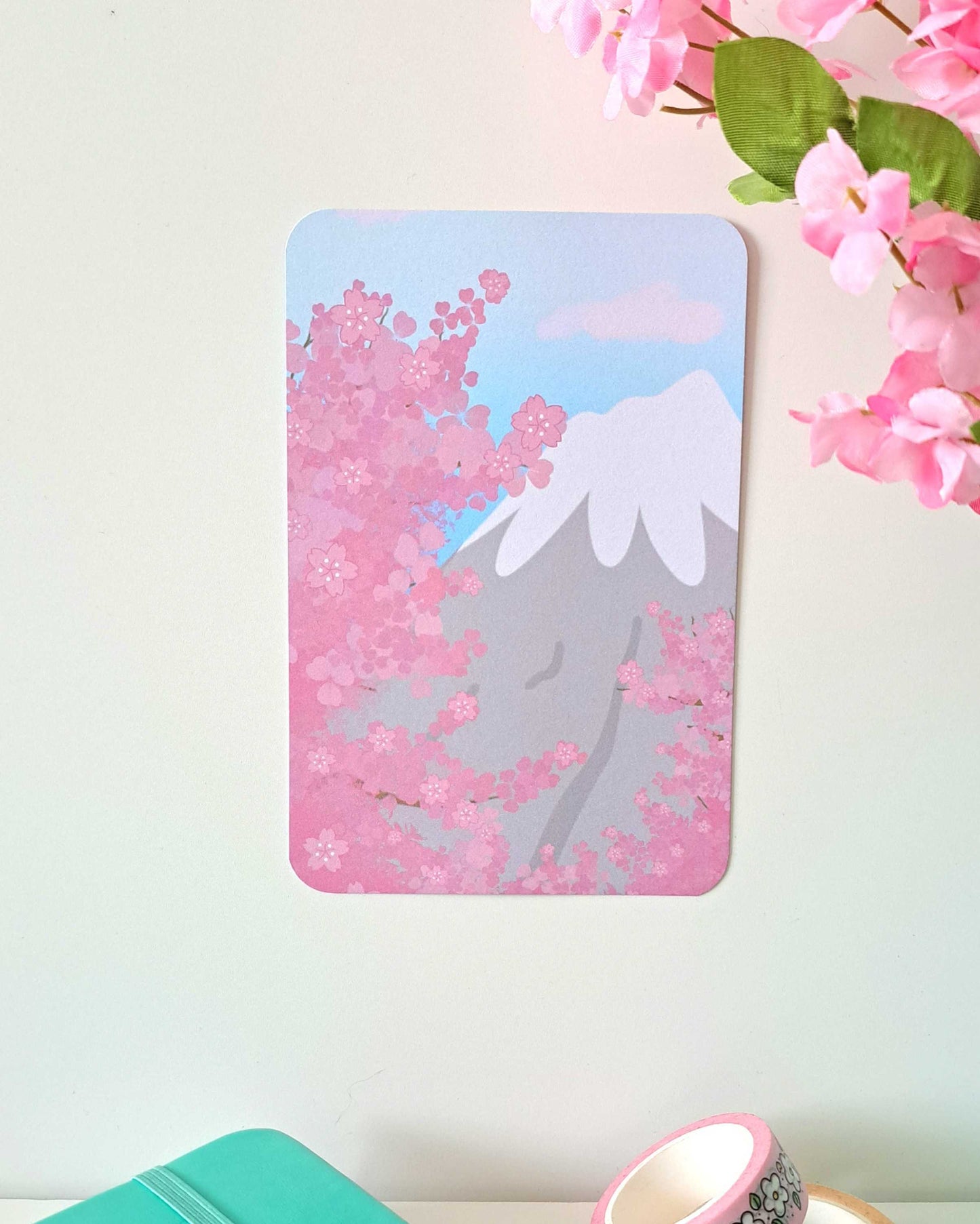 Sakura Mountain Postcard Print