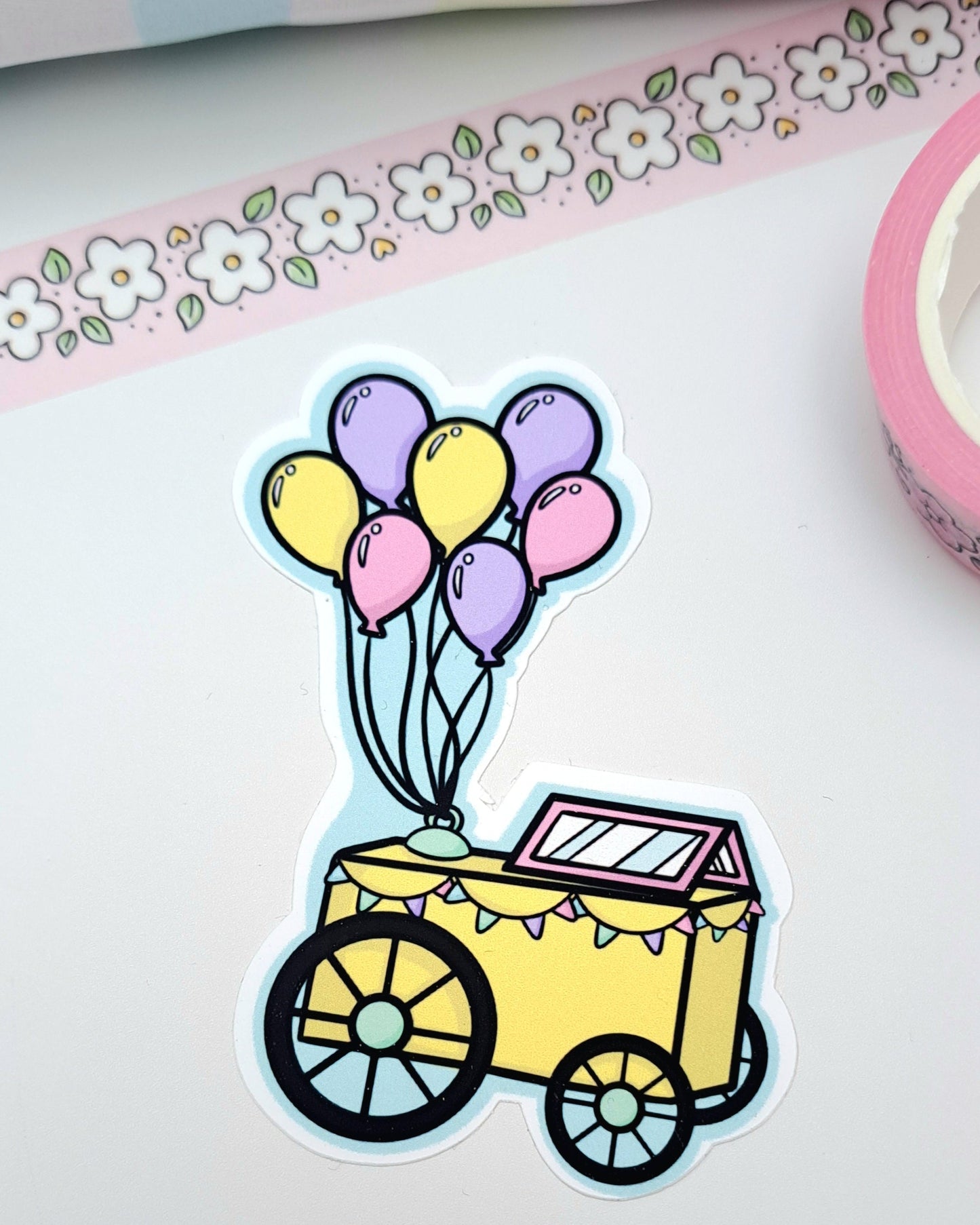Balloon Cart Matte Vinyl Sticker