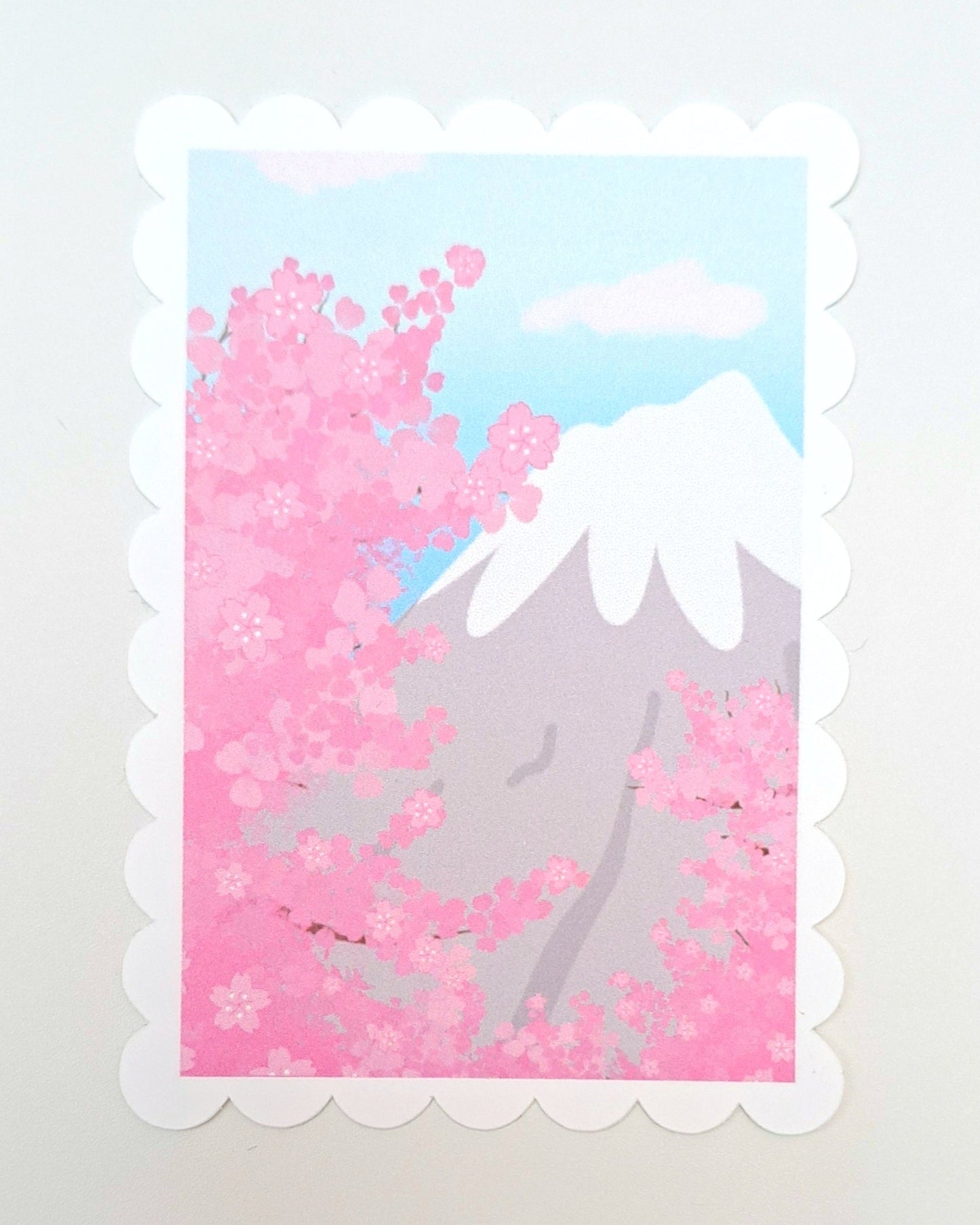 Sakura Mountain Stamp Matte Vinyl Sticker