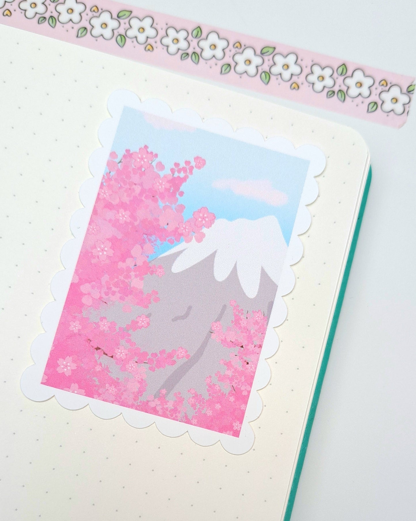 Sakura Mountain Stamp Matte Vinyl Sticker