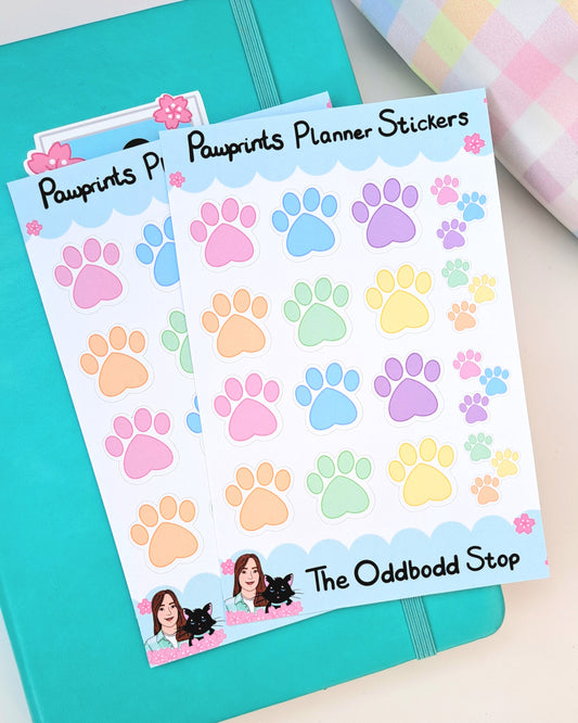 Pastel Paw Prints Sticker Sheet