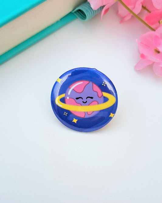 Pink Planet Button Badge 32mm