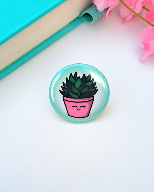 Pink Plant Buddy Button Badge 32mm