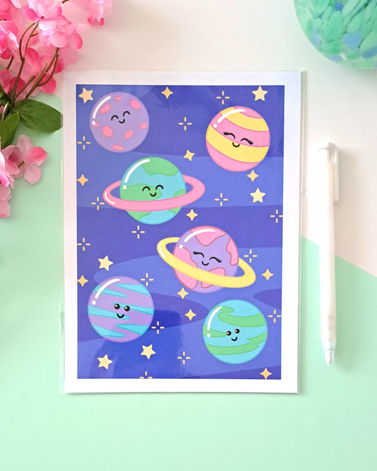 Planets A5 Art Print